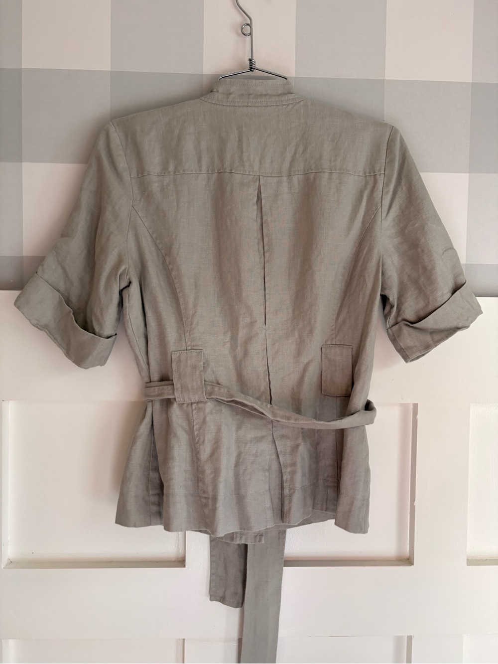 RW&CO. Beige Tie-Waist Linen Blend Top 8 - Picture 7 of 8